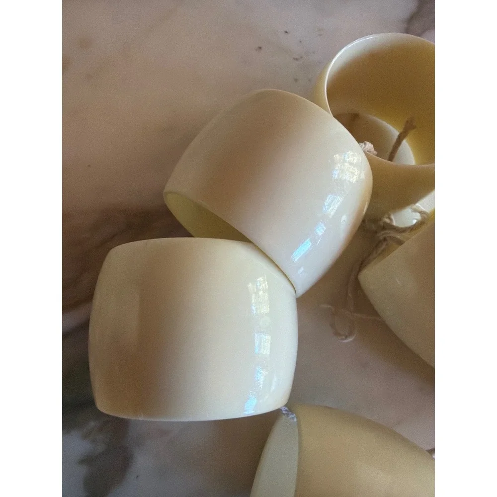 Set of 6 Ivory Napkin Rings Holders Vintage Retro Chic Table Decor‎